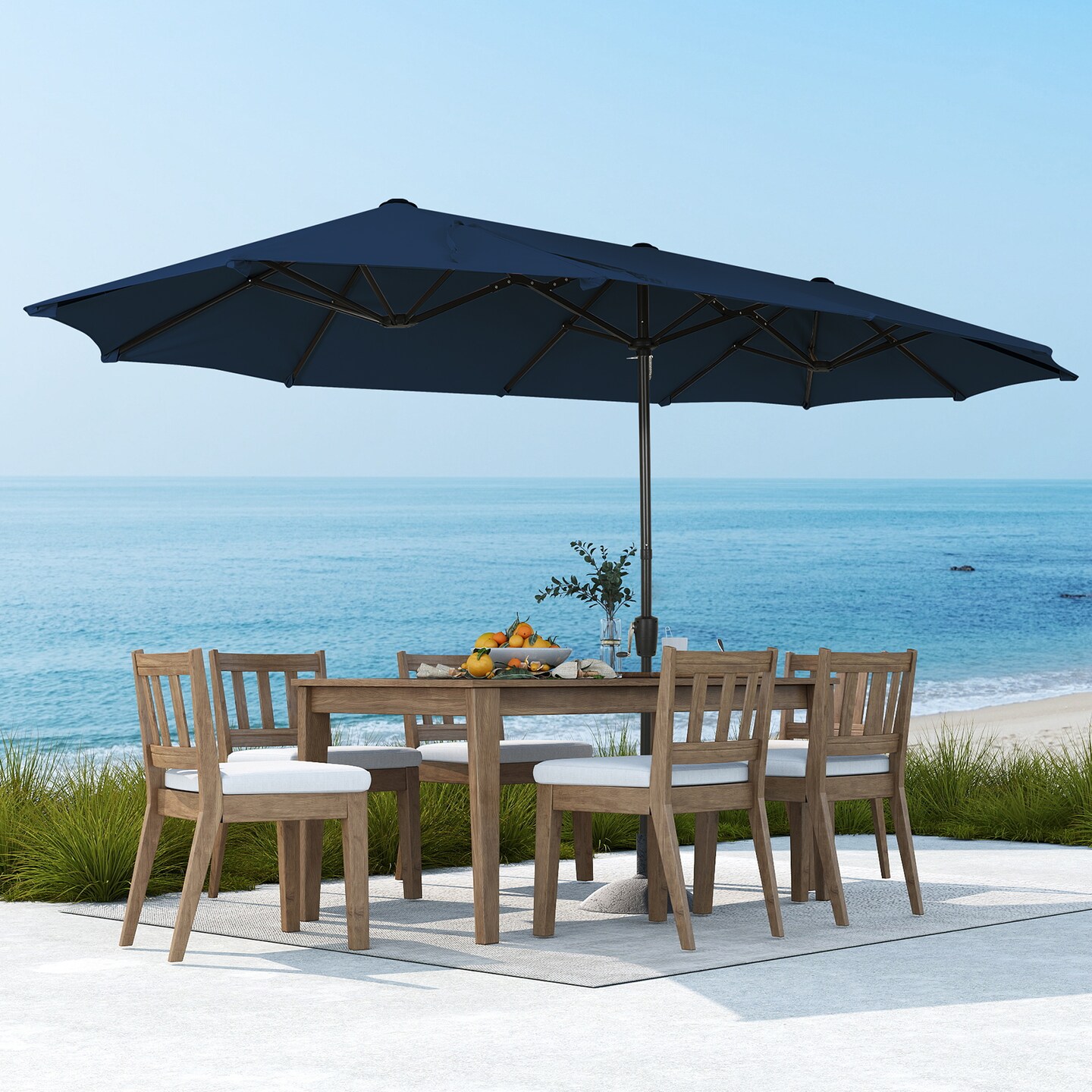 13ft Outdoor Patio Umbrella, Double Sided Market Rectangle Umbrella with  Crank Handle,Large Sun Shade for Outside Deck,Backyard,Garden Navy Blue |  Michaels