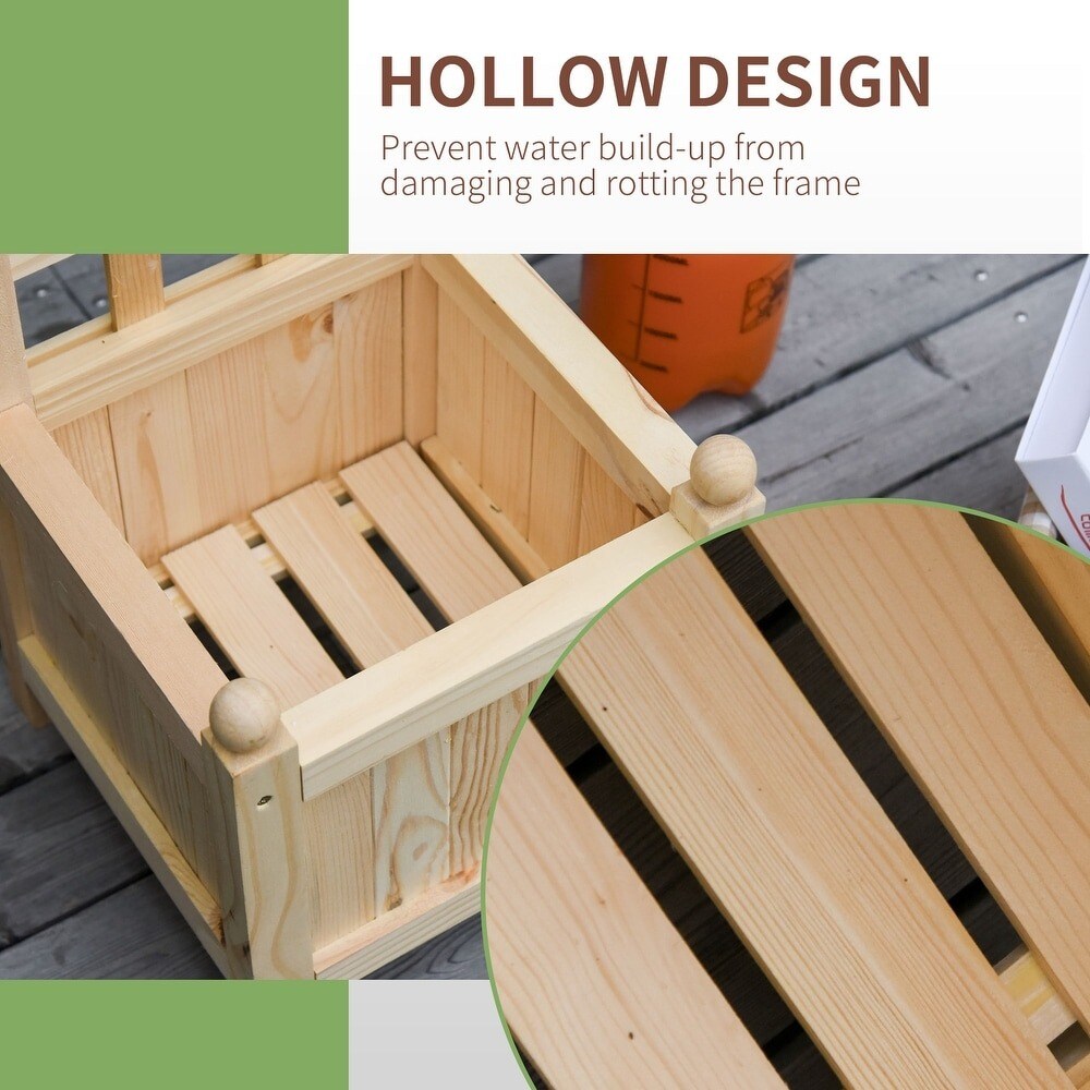 Wooden Raised Garden Planter Bed with Trellis Lattice Panels