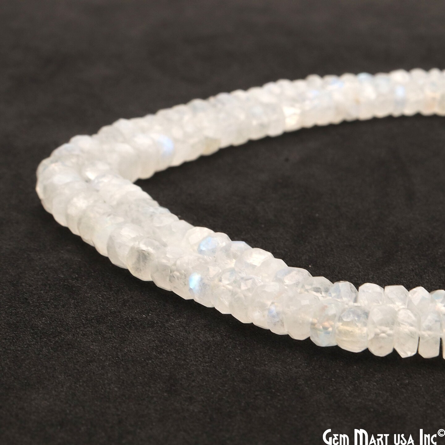 Rainbow Moonstone Rondelle Beads, 12.5 Inch Gemstone Strands, Drilled Strung Nugget Beads, Faceted Round, 3-4mm