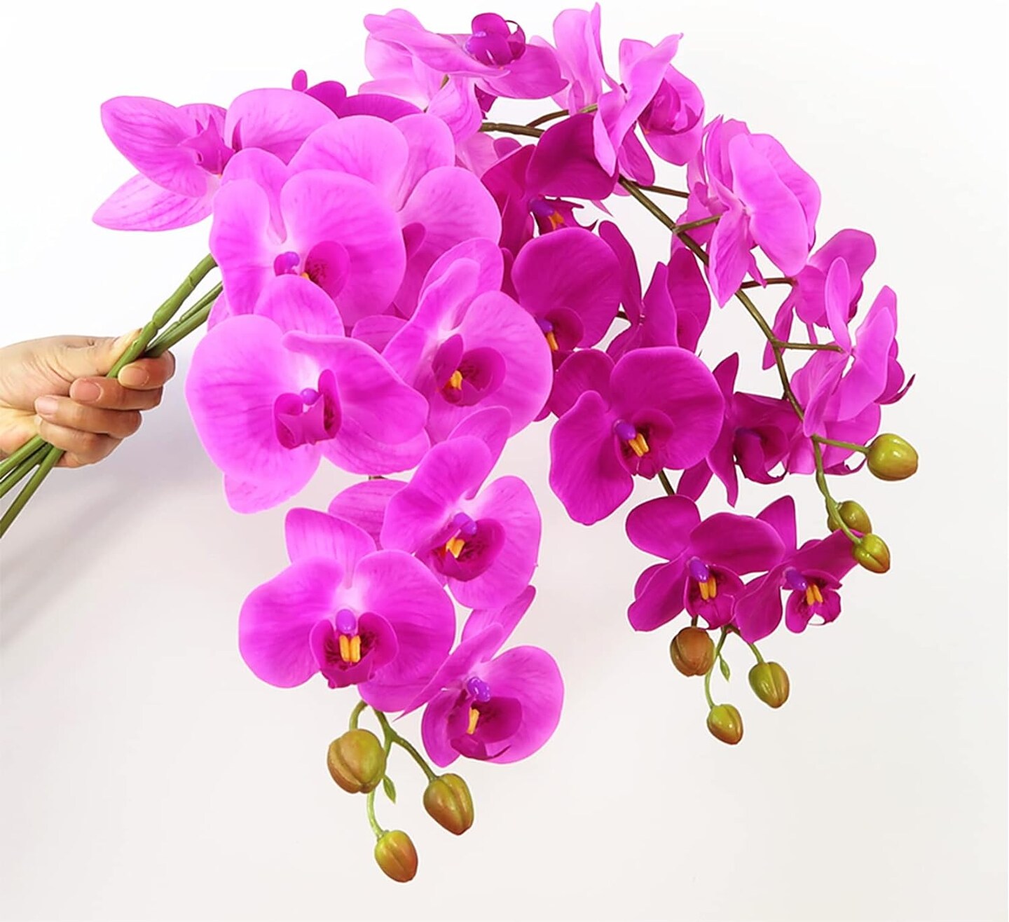 9 Heads Artificial Phalaenopsis Flowers 4 Pcs Artificial Orchid Flowers 42 inch Stem Plants for Home Décor (Purple)