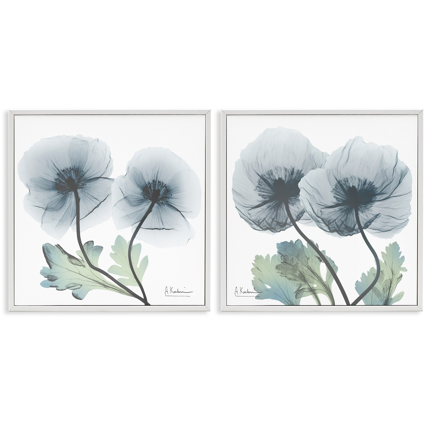 Stupell Industries Luminous Sapphire Florals 2pc Framed Giclee Set Design by Albert Koetsier