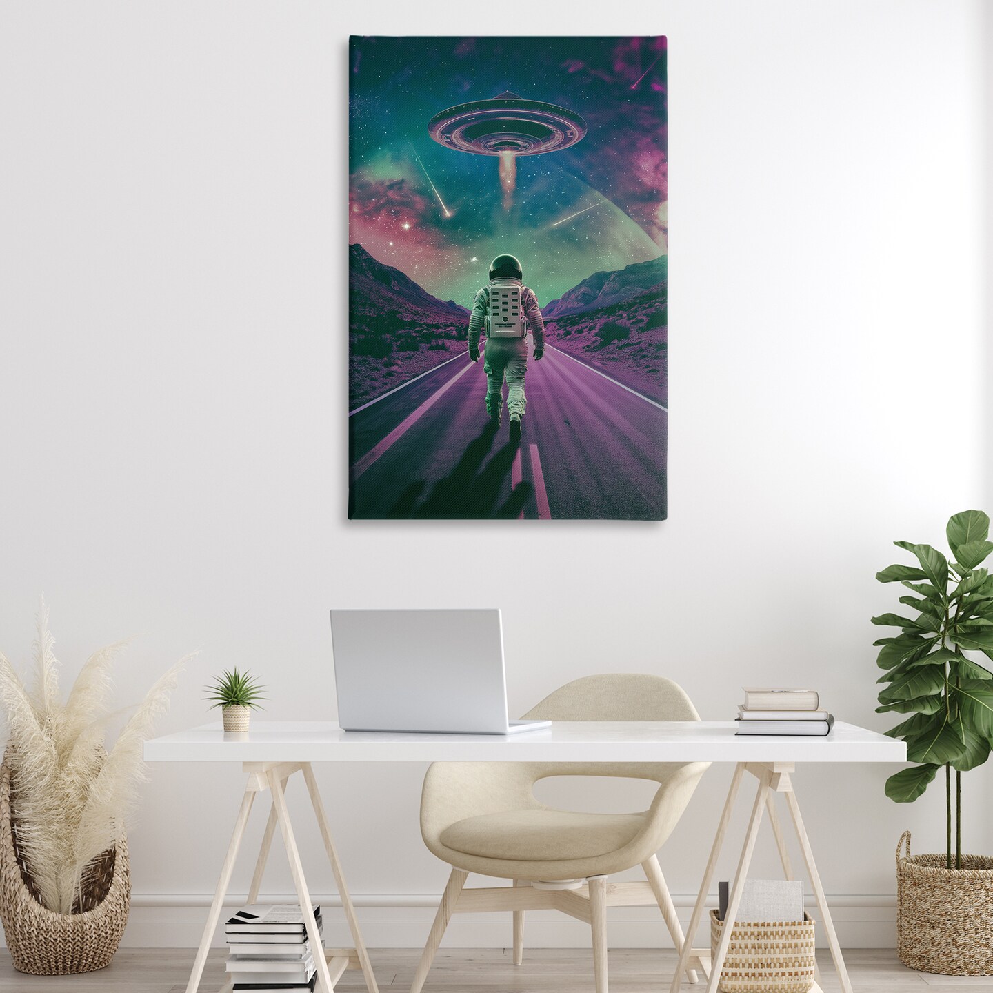 Stupell Industries Alien Spaceship over Astronaut Canvas Design by Wumples