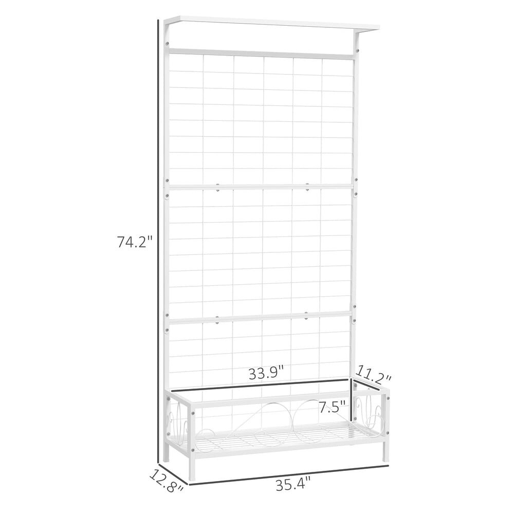 Multi-Tier Tall Metal Flower Plant Stand with Trellis & Hanging Bar