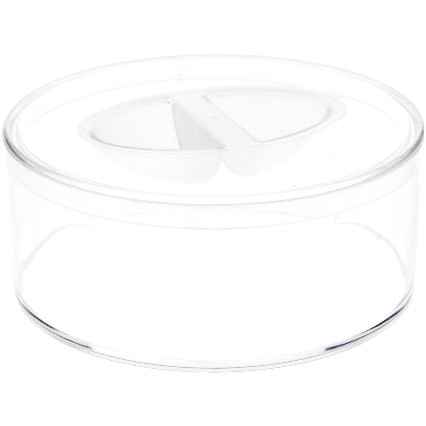 Pioneer Plastics 016C Clear Small Round Plastic Container with Pinch Style Lid, 3.3125&#x22; W x 1.3125&#x22; H