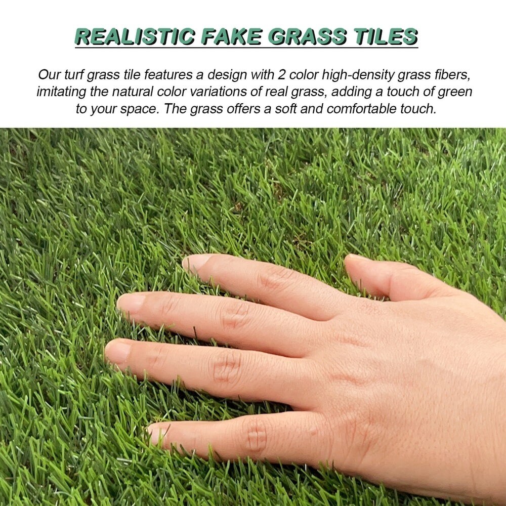 35ct 12" Artificial Grass Self-Draining Interlocking Turf Tiles