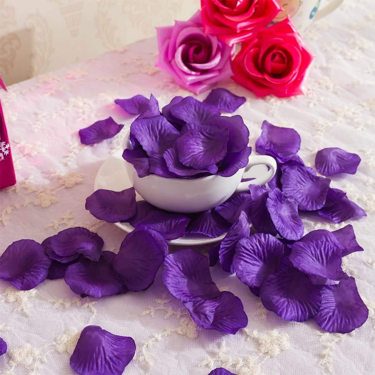 Rose Petals,1000 Pcs Aritificial Rose Petals,Purple Rose Petals for Weddings,Unscented Non-Woven Flower Petals for Wedding