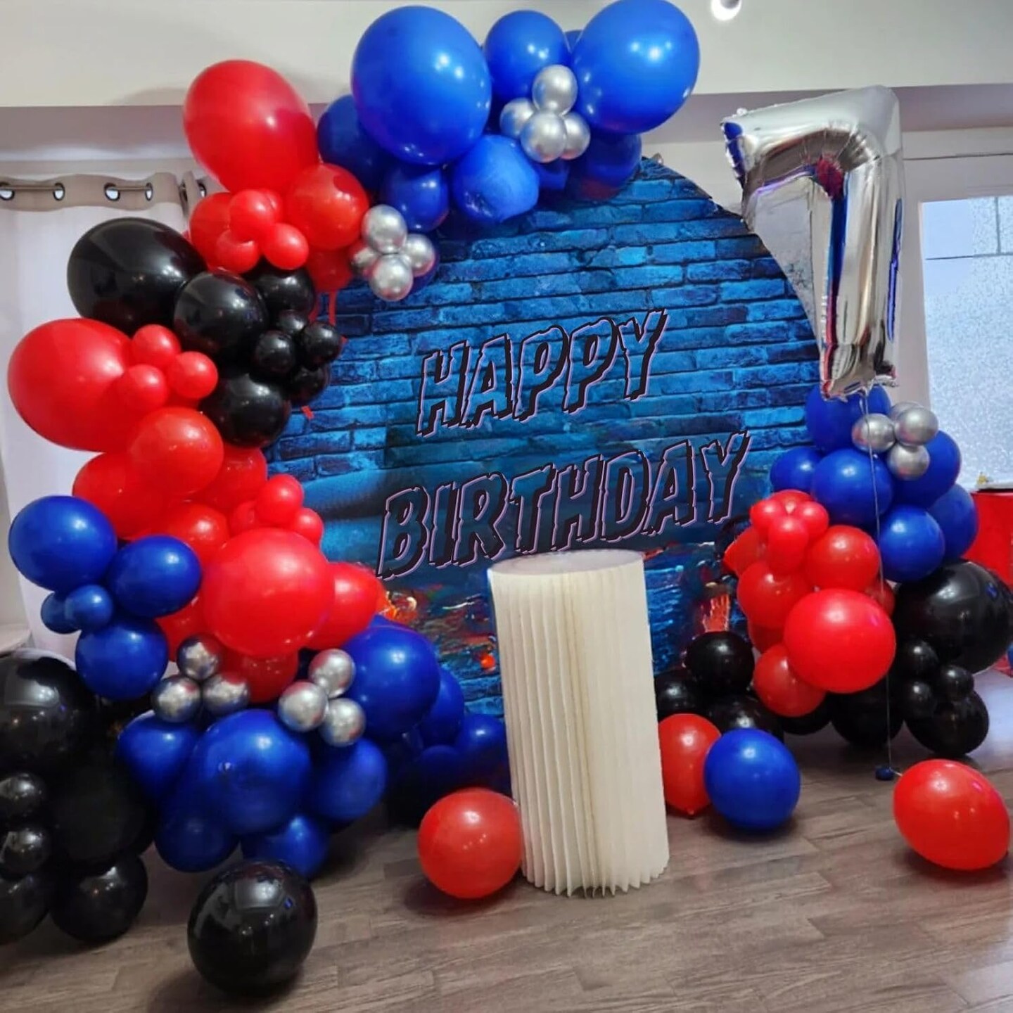 Red and Blue Balloons, 60 Pcs Red Black Blue Balloons, 12 Inch Metallic Silver Latex Balloon Helium Blue Confetti Balloon for Graduation Baby Shower Boys Kids Birthday Party Decorations