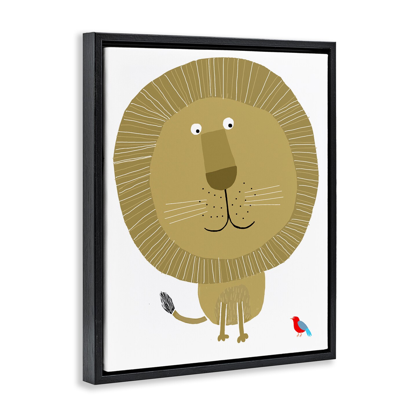 Stupell Industries Friendly Lion & Bird Floating Frame Design by Carla Daly