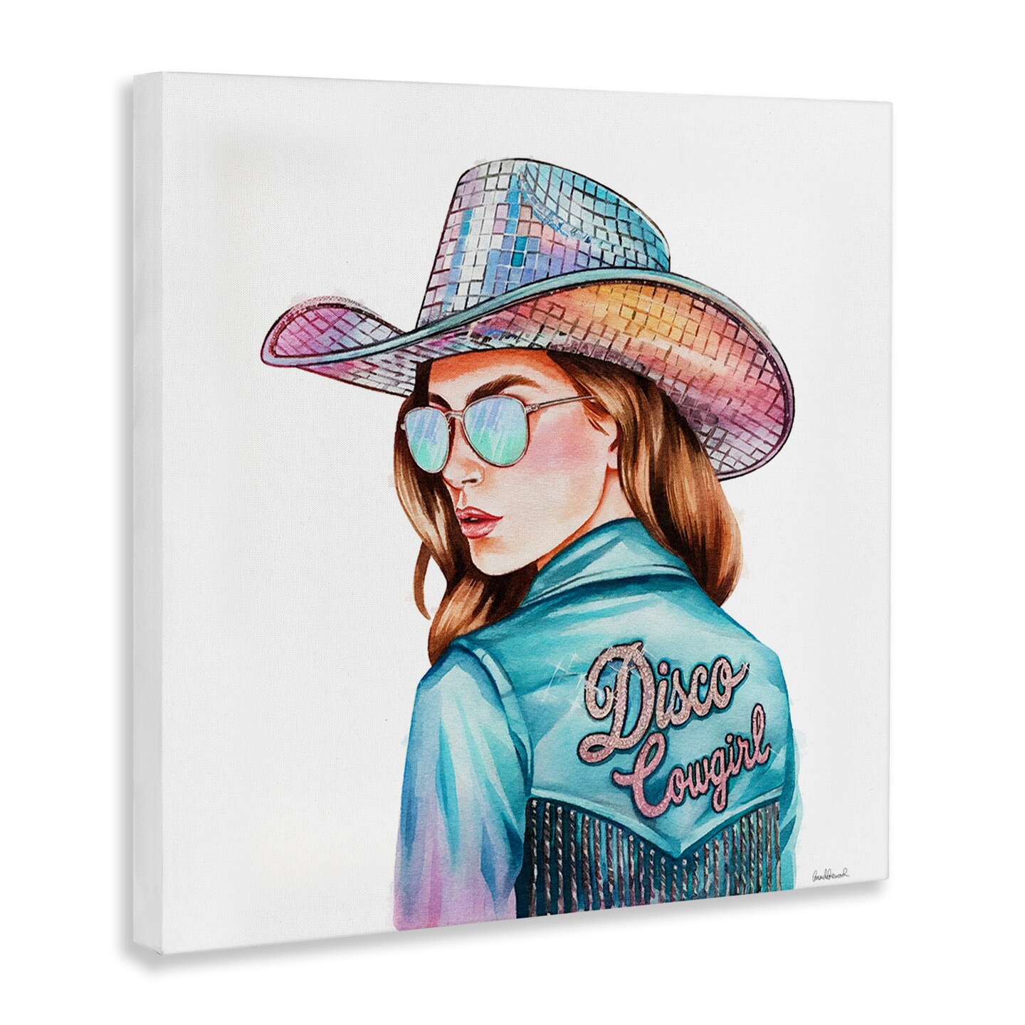 Stupell Industries Disco Cowgirl Portrait Canvas Design by Amanda Greenwood
