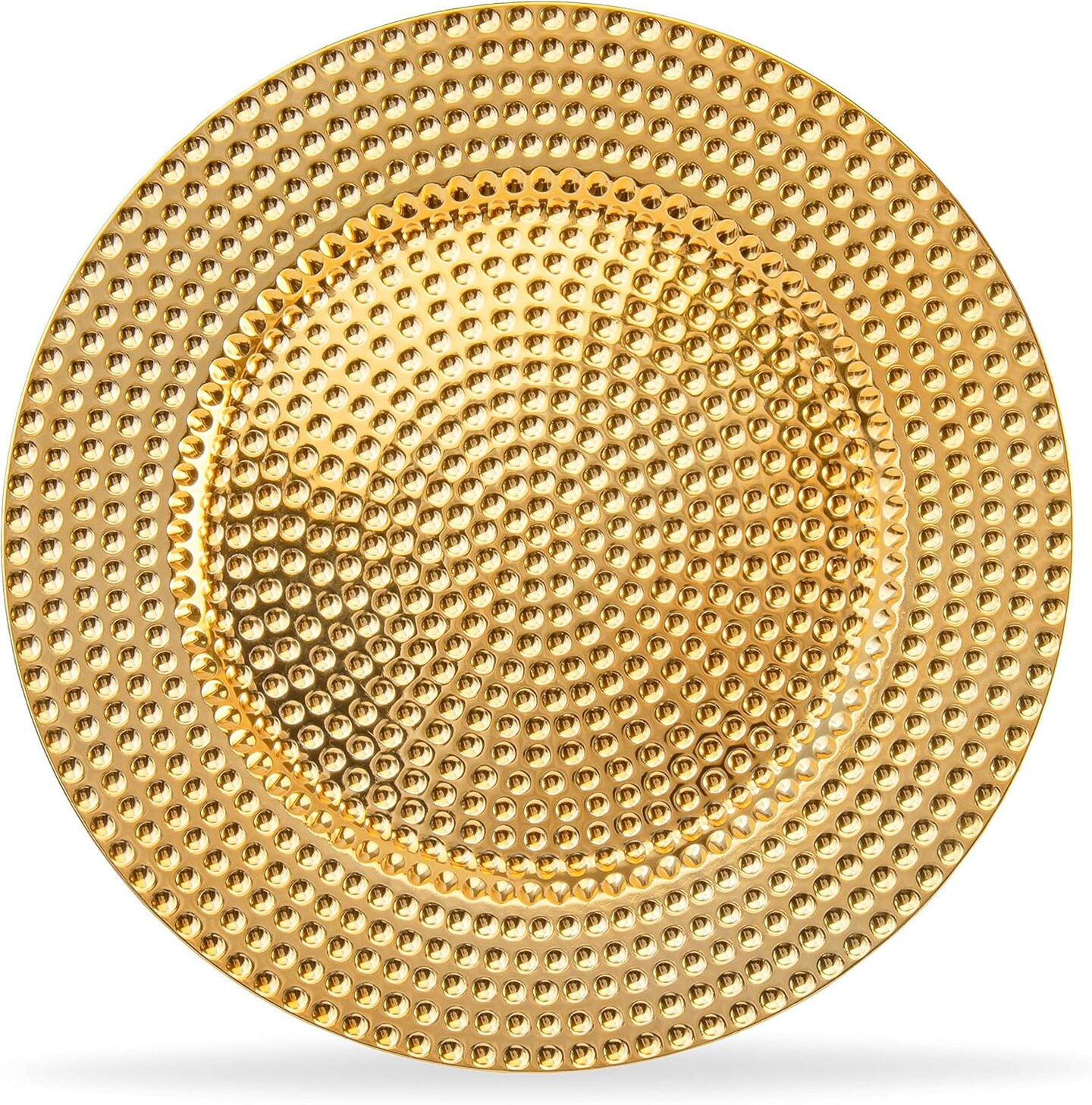 Round Elegant Serve ware Charger Plates with Matching Napkin Rings, Wedding, Dinner party, Event - Choose from our Variety of Styles and Quantities (6, Hammered Gold)
