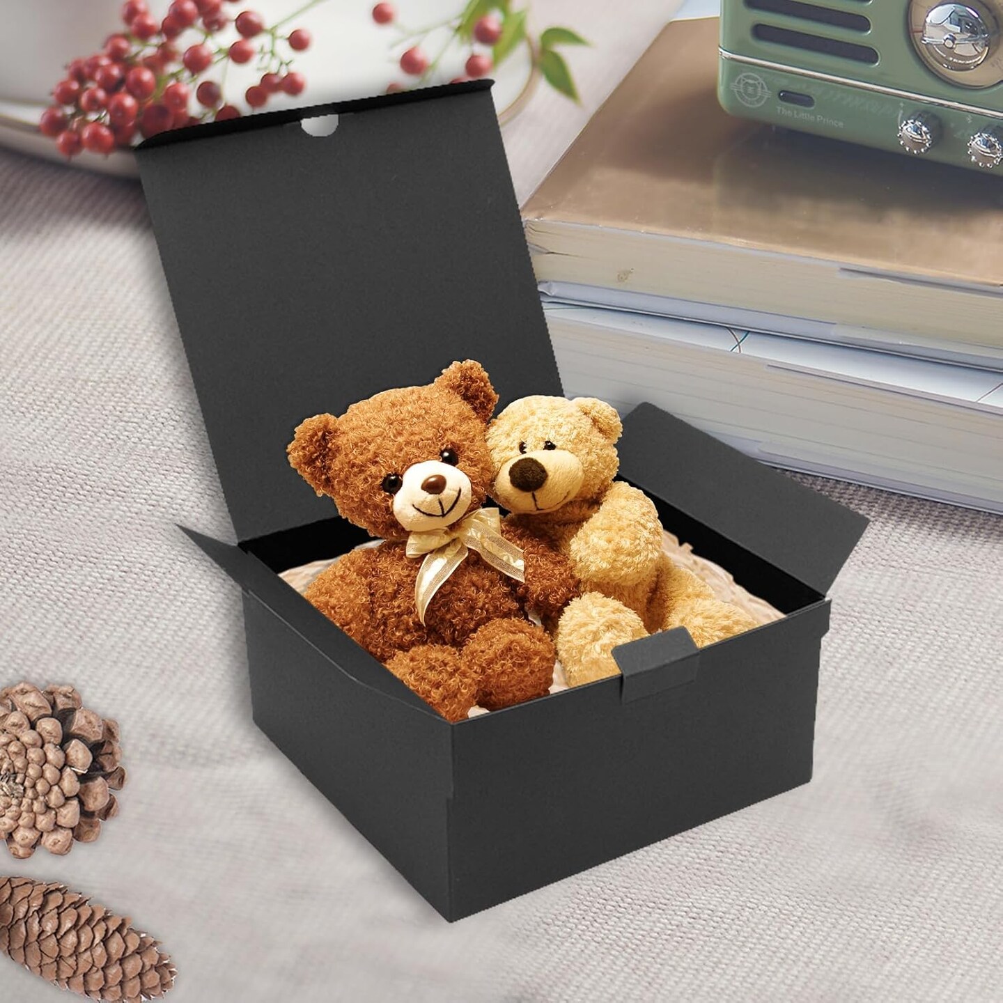 10-Pack Black Gift Boxes 8x8x4 Inches with Lid – Recyclable Paper for Weddings, Birthdays, Parties, Graduations & DIY Gifts (Black)