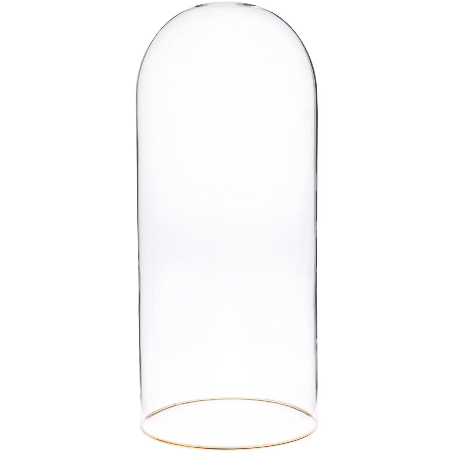 Plymor 5.5" x 13" Glass Display Dome Cloche with Gold Rim (no Base)