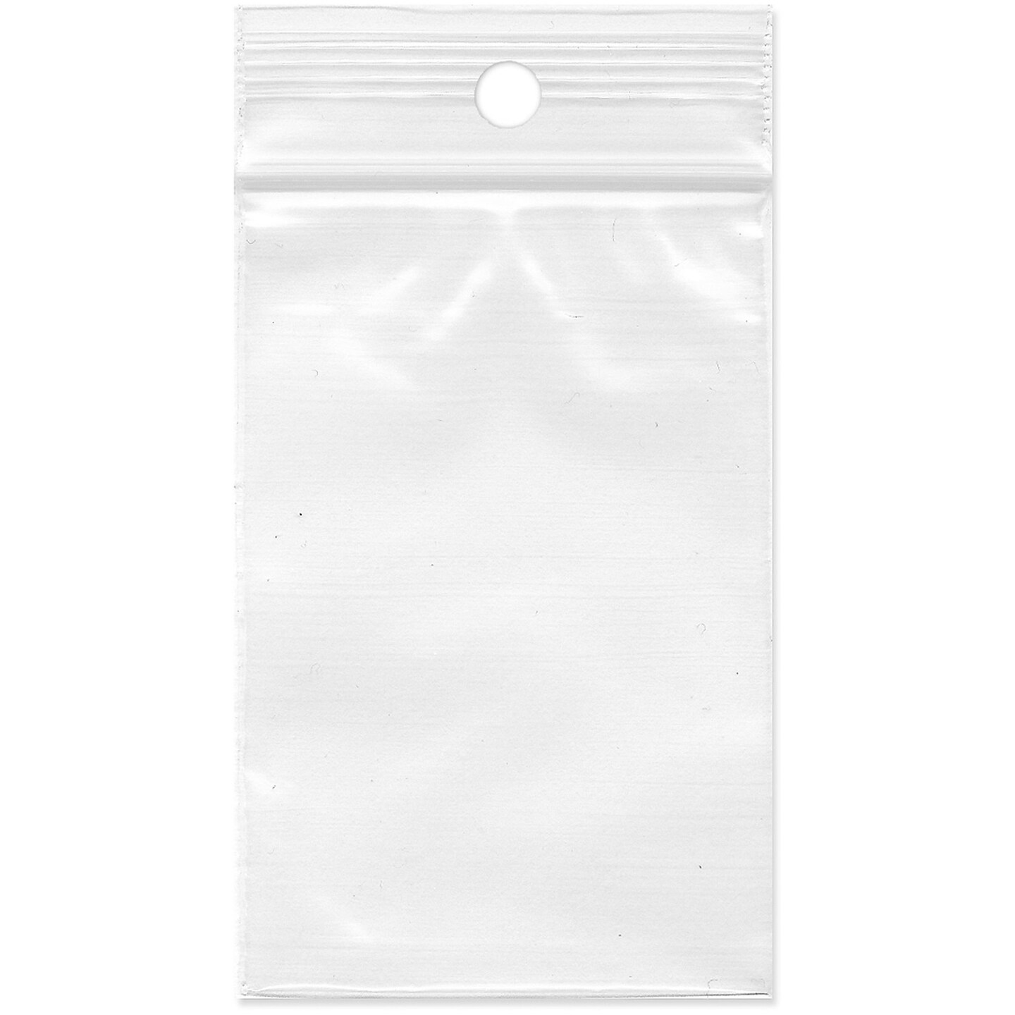 Plymor 2" x 3", 2 Mil with Hang-Hole Zipper Reclosable Plastic Bags