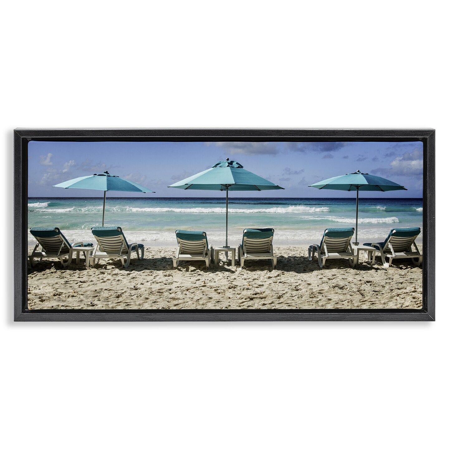 Stupell Industries Lined Up Beach Chairs Floating Frame Design by Mary Lou Johnson