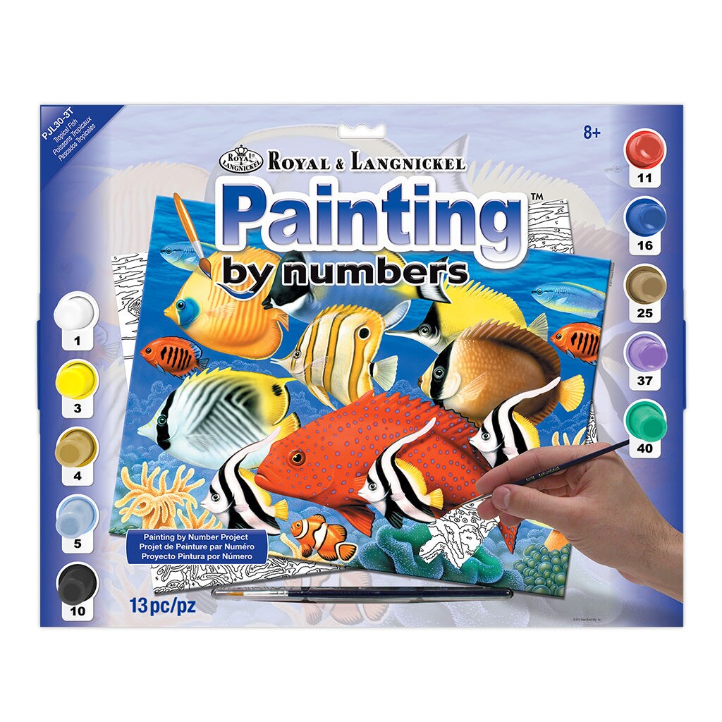 PJL30 | Painting by numbers™ 13pc 11.25" x 15.375" Tropical Fish Painting Project