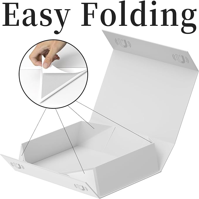 Gift Boxes with Lids, 11.5x7.8x3 In White Gift Box for Presents Magnetic Closure for T-Shirts, Gloves, Scarves, Books, Baby Clothes, Robes Clothing Gift Wrap, Contains Card, Ribbon