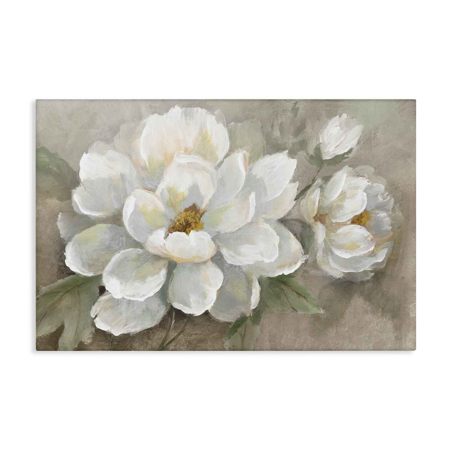 Stupell Industries Blooming Magnolias on Beige Canvas Design by Nan