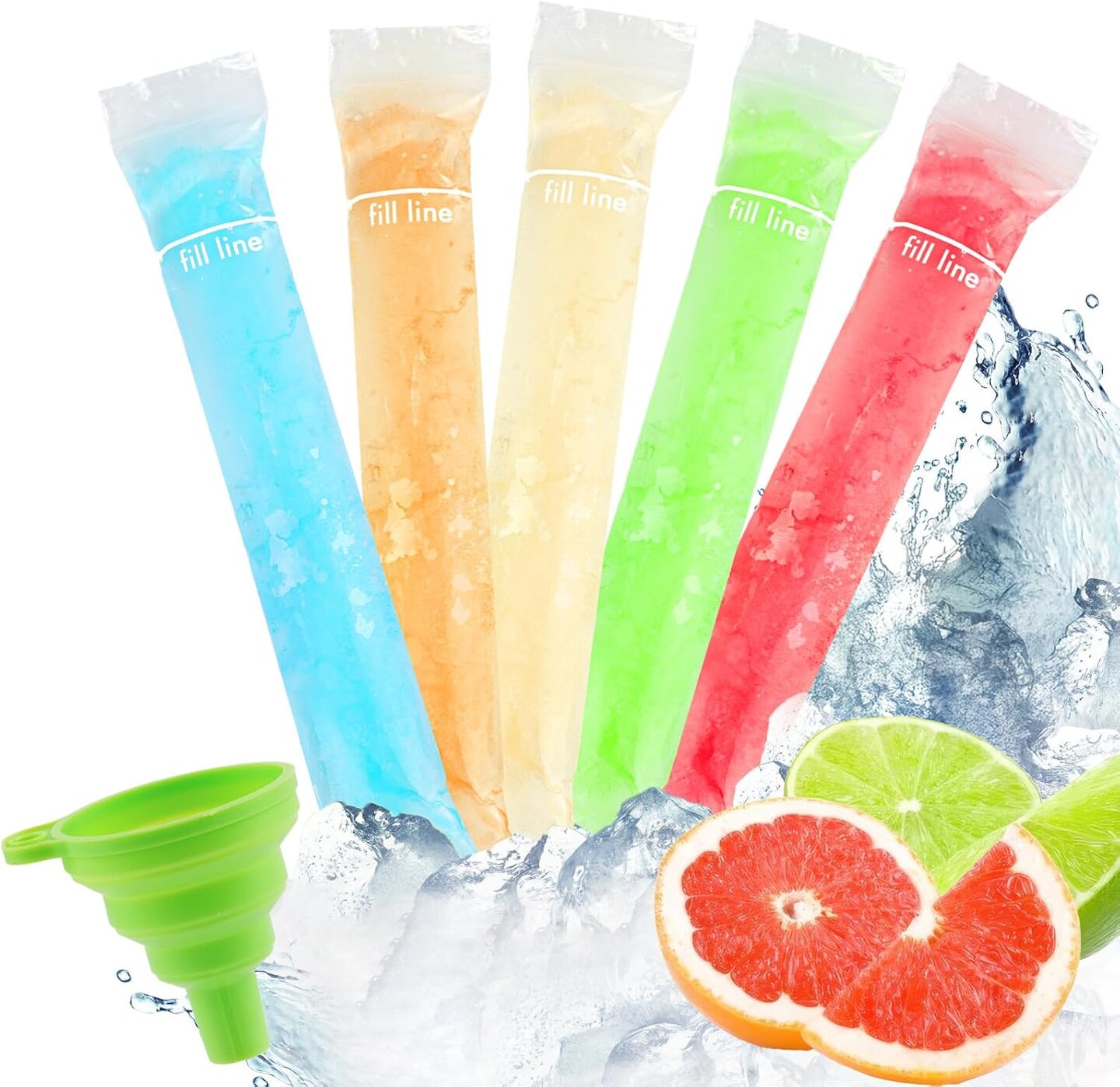 150 Disposable Popsicle Mold Bags, BPA-Free Freezer Tubes with Zip Seals and Funnel, Ideal for Ice Pops, Yogurt, Juice, Smoothies, Healthy Snacks &#xFF08;2&#x22;x11&#x22;&#xFF09;