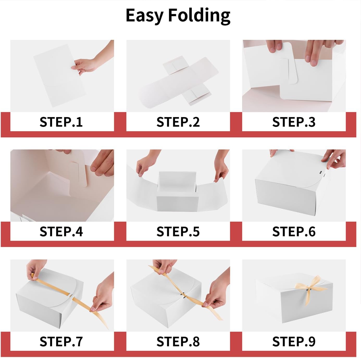 12pack Gift Boxes with Lids,White Gift Boxes Bulk with Gold Bow Ribbon,Bridesmaid Proposal Box for Presents Kraft Paper