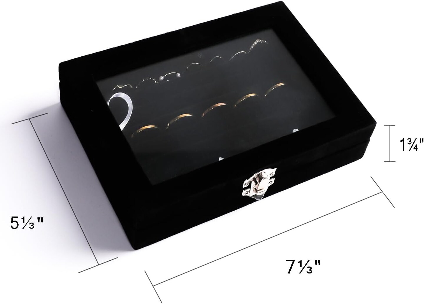7 Slot Rings/Earring Organizer Tray with Clear Lid Jewelry Box