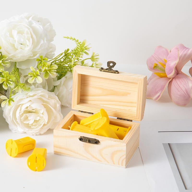 4 Piece (3.5 x 2.1 x 1.8 inches) Small Wooden Box Unfinished Wooden Treasure Box with Lids for DIY Crafts