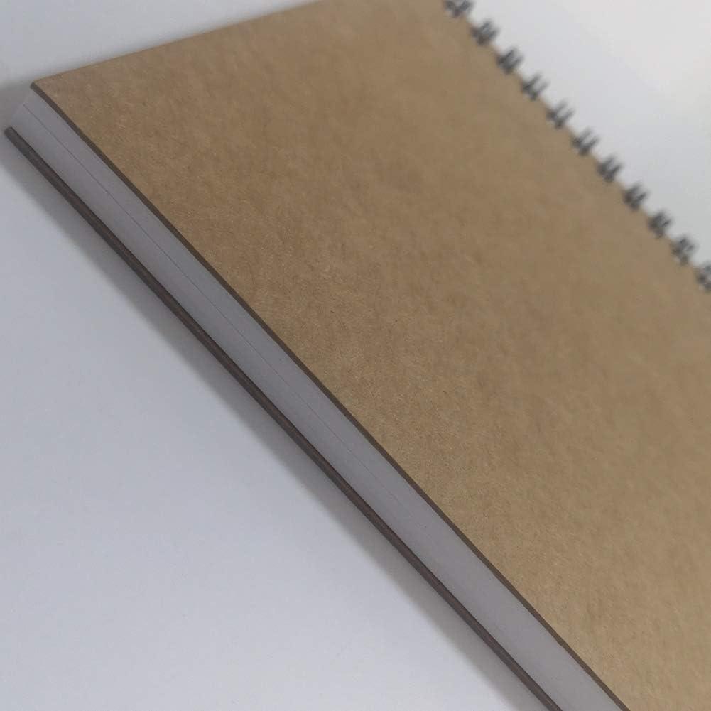 A5 Spiral Notebook Blank, 100gsm Thick Paper &#x26; Hard Kraft Cover, 60 Sheets (120 Pages), 8.35&#x22; x 5.9&#x22;, Brown, 5 Pack