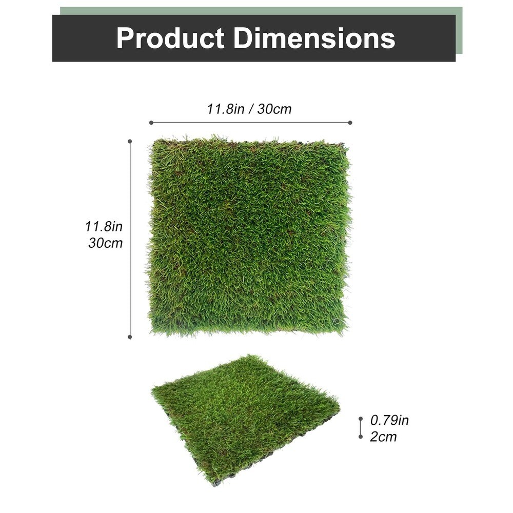 35ct 12&#x22; Artificial Grass Self-Draining Interlocking Turf Tiles