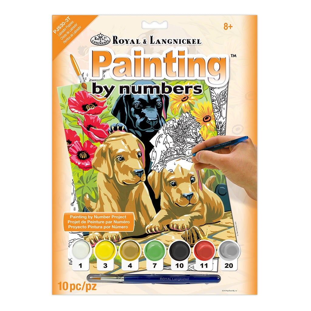 PJS30 | Painting by numbers™ 10pc 8.75" x 11.375" Labrador Puppies Painting Project