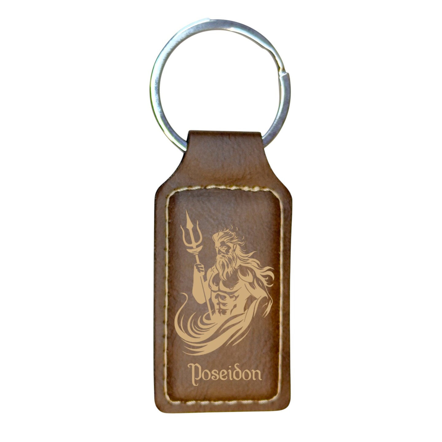 Keychain - Rectangle - Poseidon God of the Sea - Leather | Michaels
