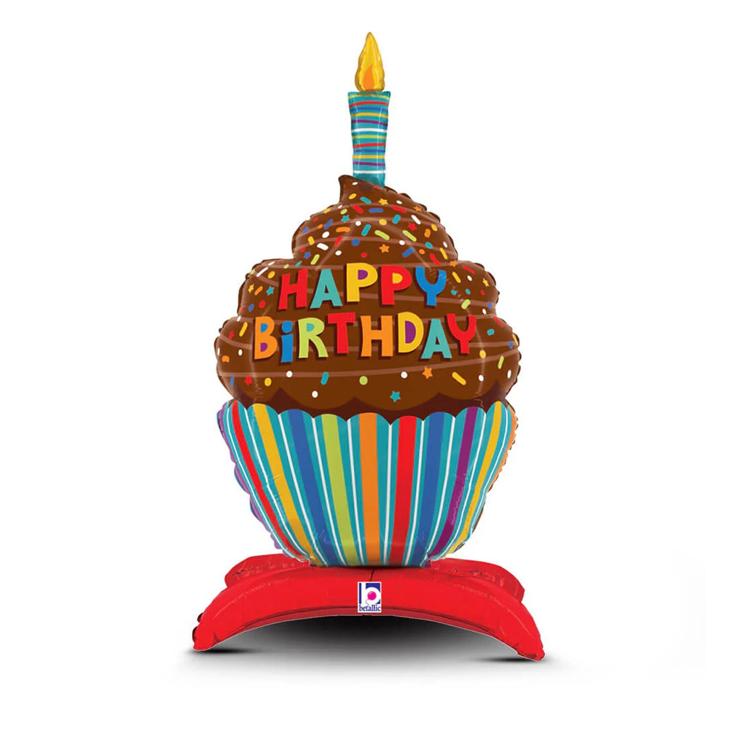 Betallic® 31 Inch Happy Birthday Cupcake Standups Foil Mylar Balloon