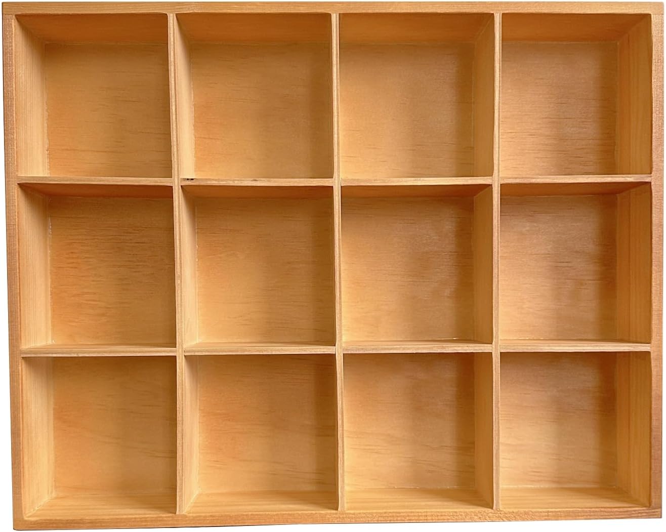 1 Pcs 13.4&#x27;&#x27;x10.6&#x27;&#x27;x2&#x27;&#x27; Wooden Storage Divider Box Showcase Display Box Organization Tray Tabletop Box with 12 Compartments for Home Craft Office Kitchen Storage