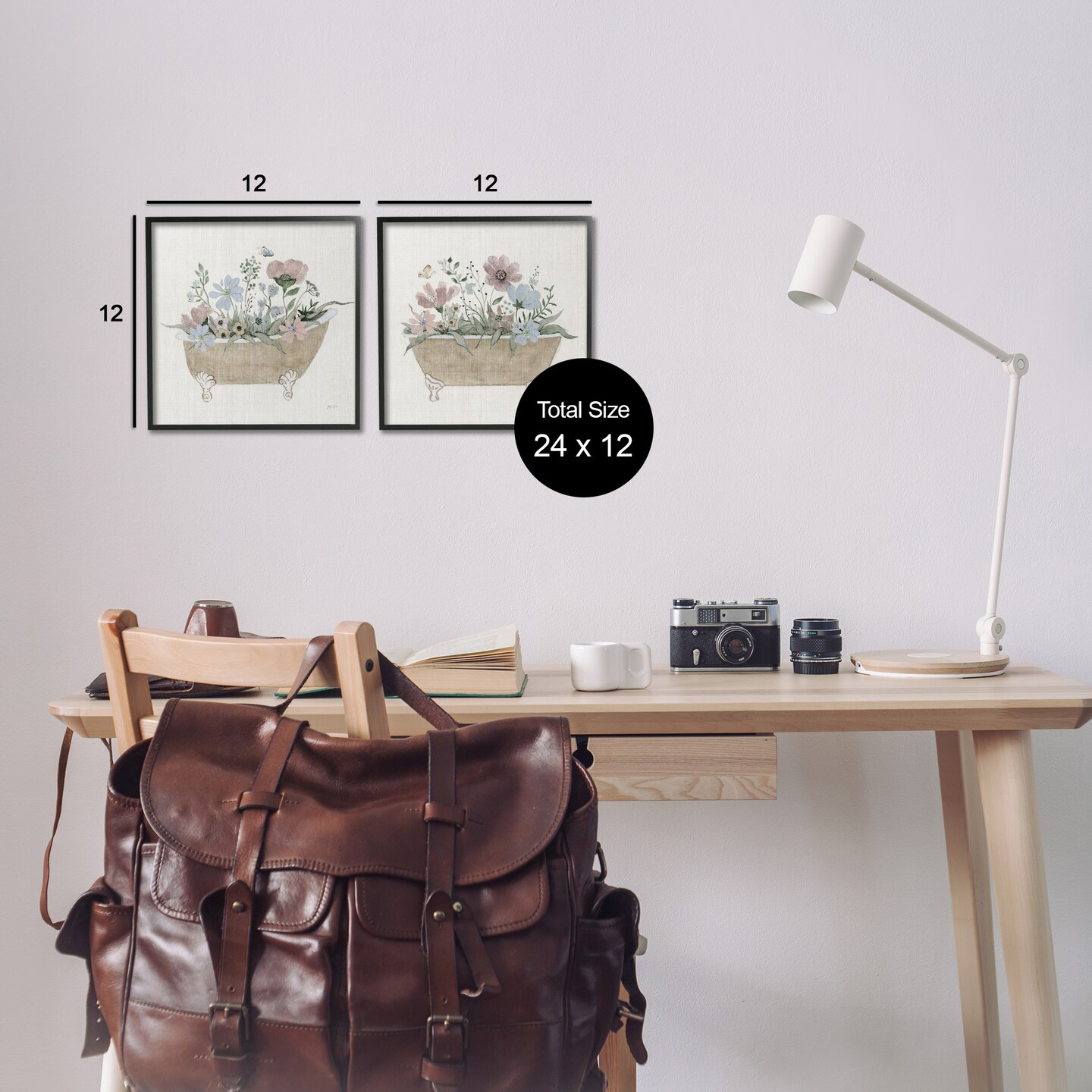 Stupell Industries Rustic Florals in Bathtubs 2pc Framed Giclee Set Design by Tava Studios