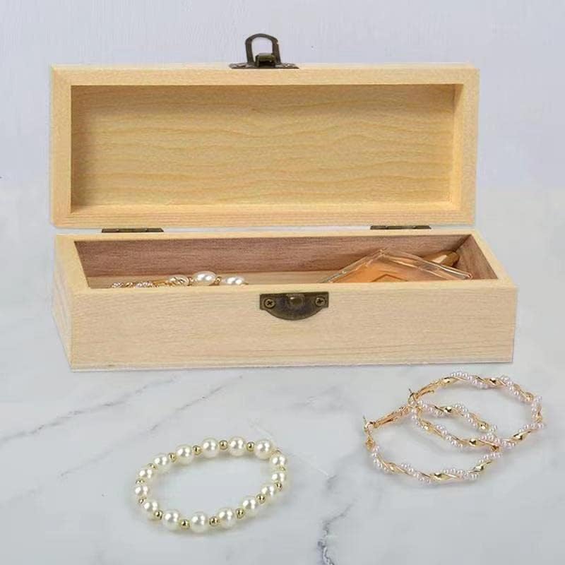 2Pcs unfinished wooden box, small wooden gift boxes with lids,paintable little wooden box, Jewelry Boxes wooden and Wooden Gift Box for Home Storage