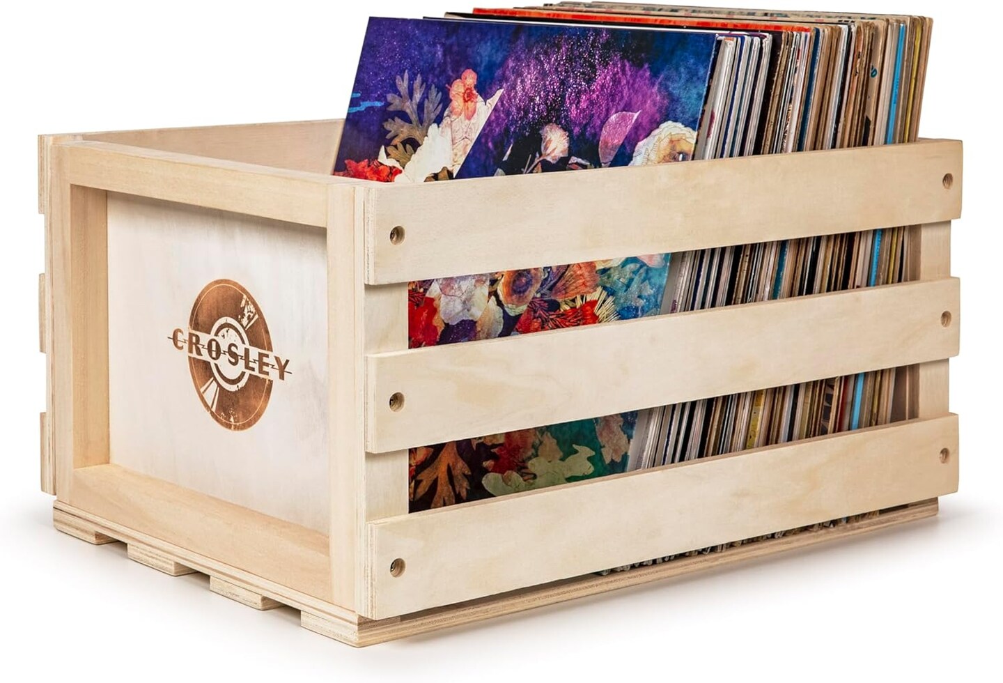 Record Storage Crate Holds up to 75 Albums