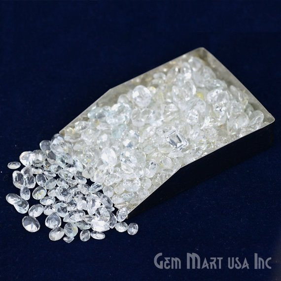 White Topaz Gemstone, 100% Natural Faceted Loose Gems, November Birthstone, 4-8mm, 50 Carats