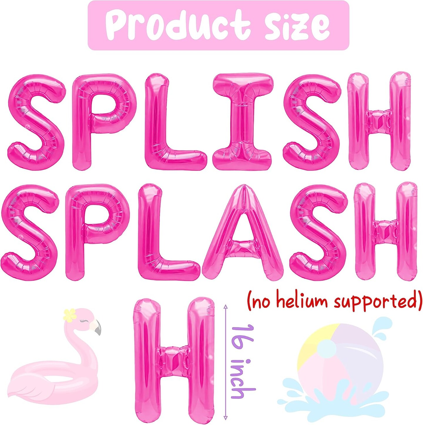 Splish Splash Birthday Decorations Foil Balloons Pool Birthday Party Banner Summer Pool Party Hanging Swirls for Girls Summer Beach Party Hawaiian Luau Tropical Party Decorations