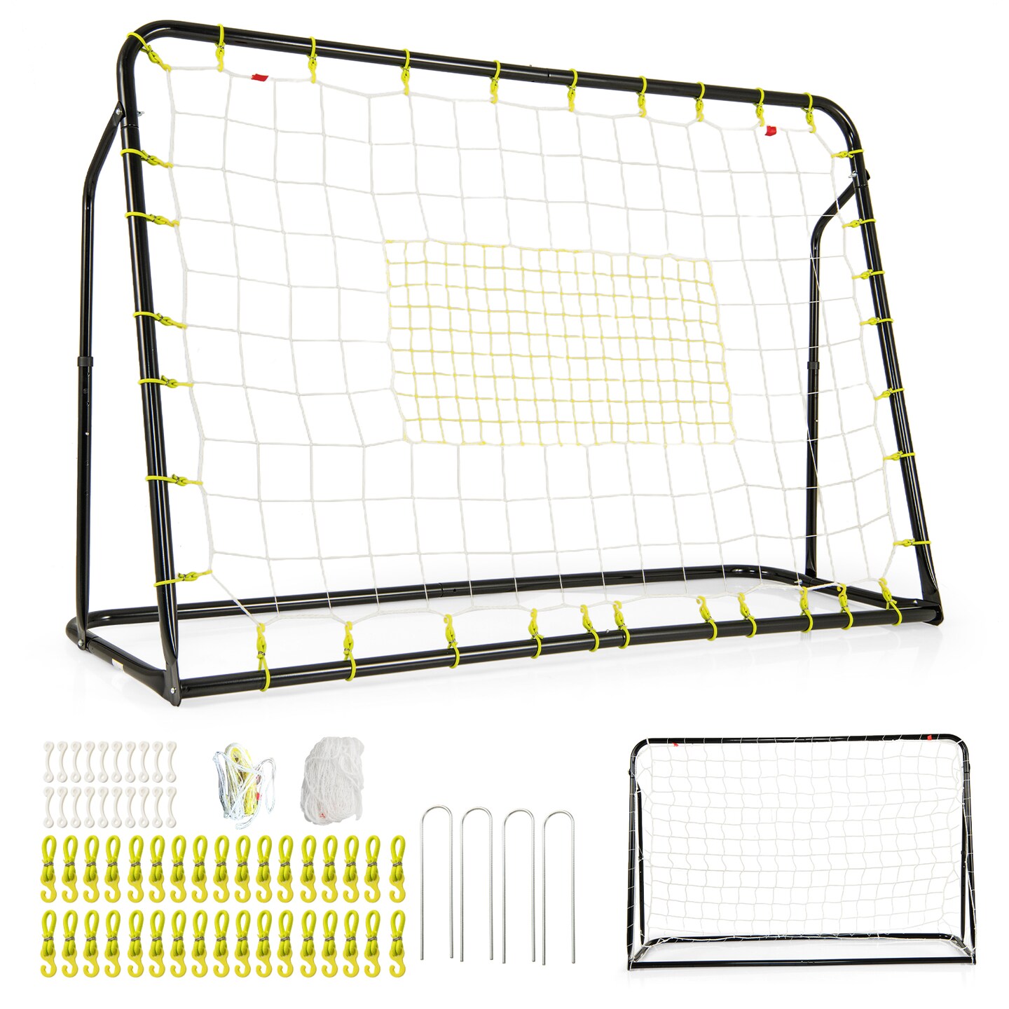 2-in-1 Kids Soccer Goal Set with Adjustable Height and Metal Pipes Ideal for Outdoor Use