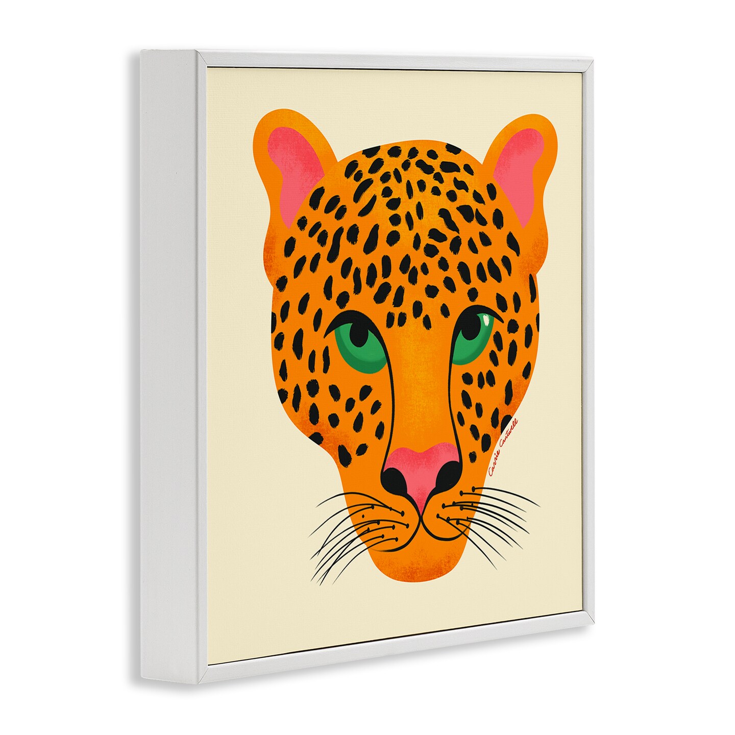 Stupell Industries Modern Leopard Wildlife Face Framed Giclee Design by Carrie Cantwell
