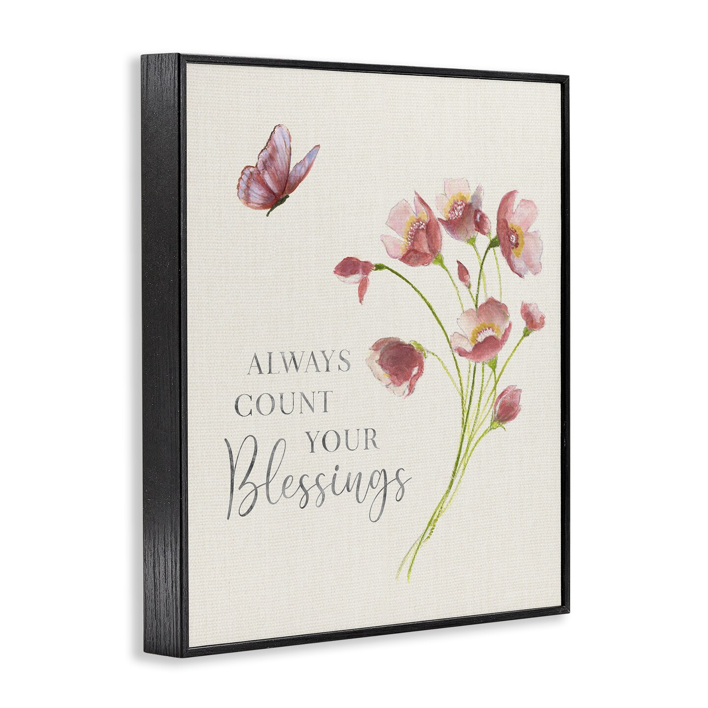Stupell Industries Count Your Blessings Florals Framed Giclee Design by Janet Tava