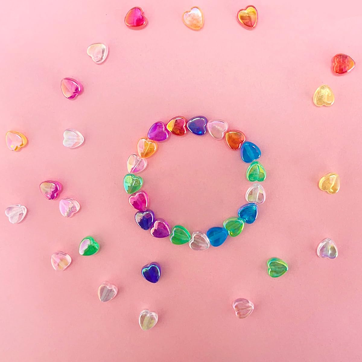 300 PCS Heart Beads, AB Acrylic Bead Heart Beads, for Jewelry Making DIY Bracelet arrings