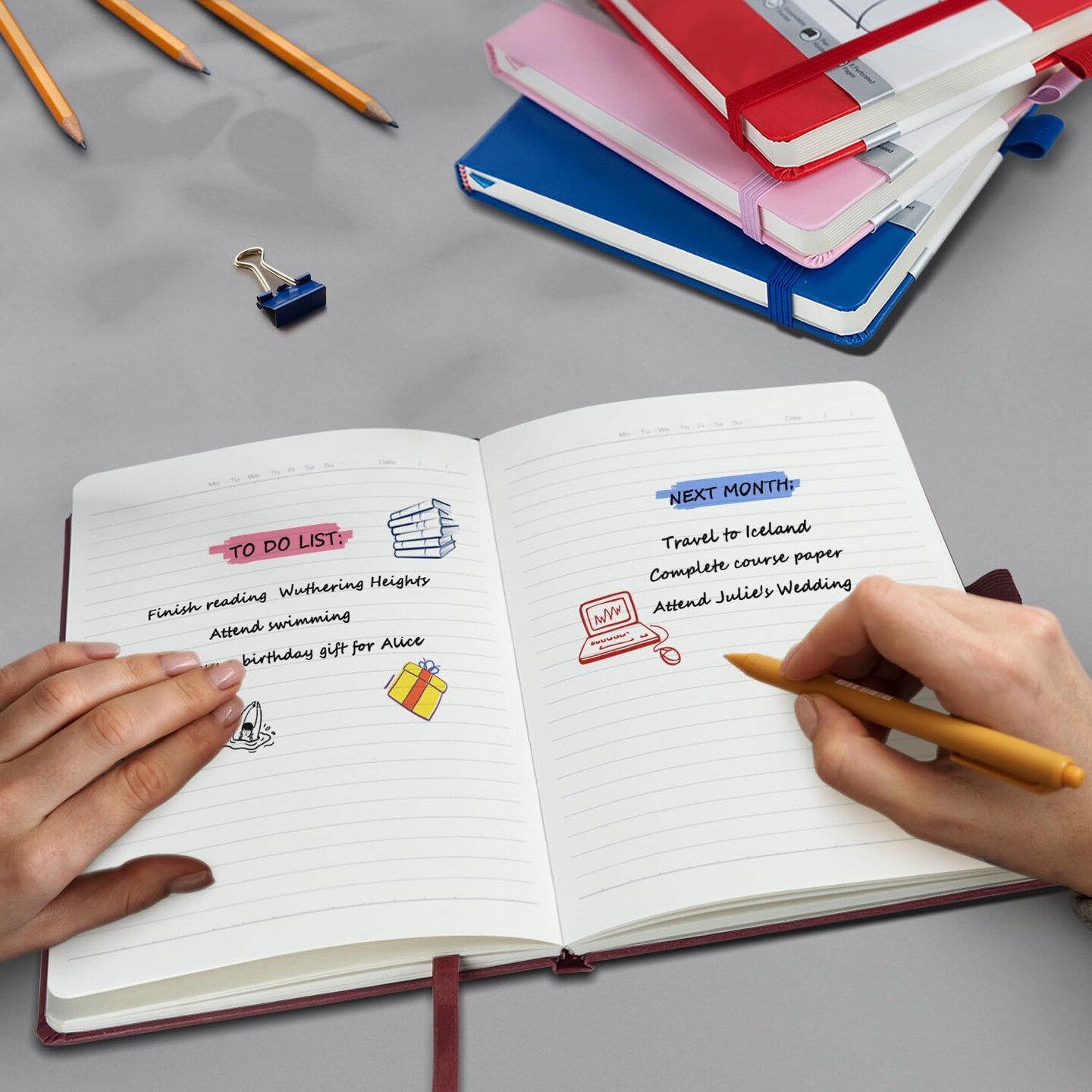 8 Pack Lined Journal Notebooks for Work, Travel, College, (A5 Size 100 GSM Thick Paper) - Classic Ruled, Hardcover Notepad for Writing 160 Pages