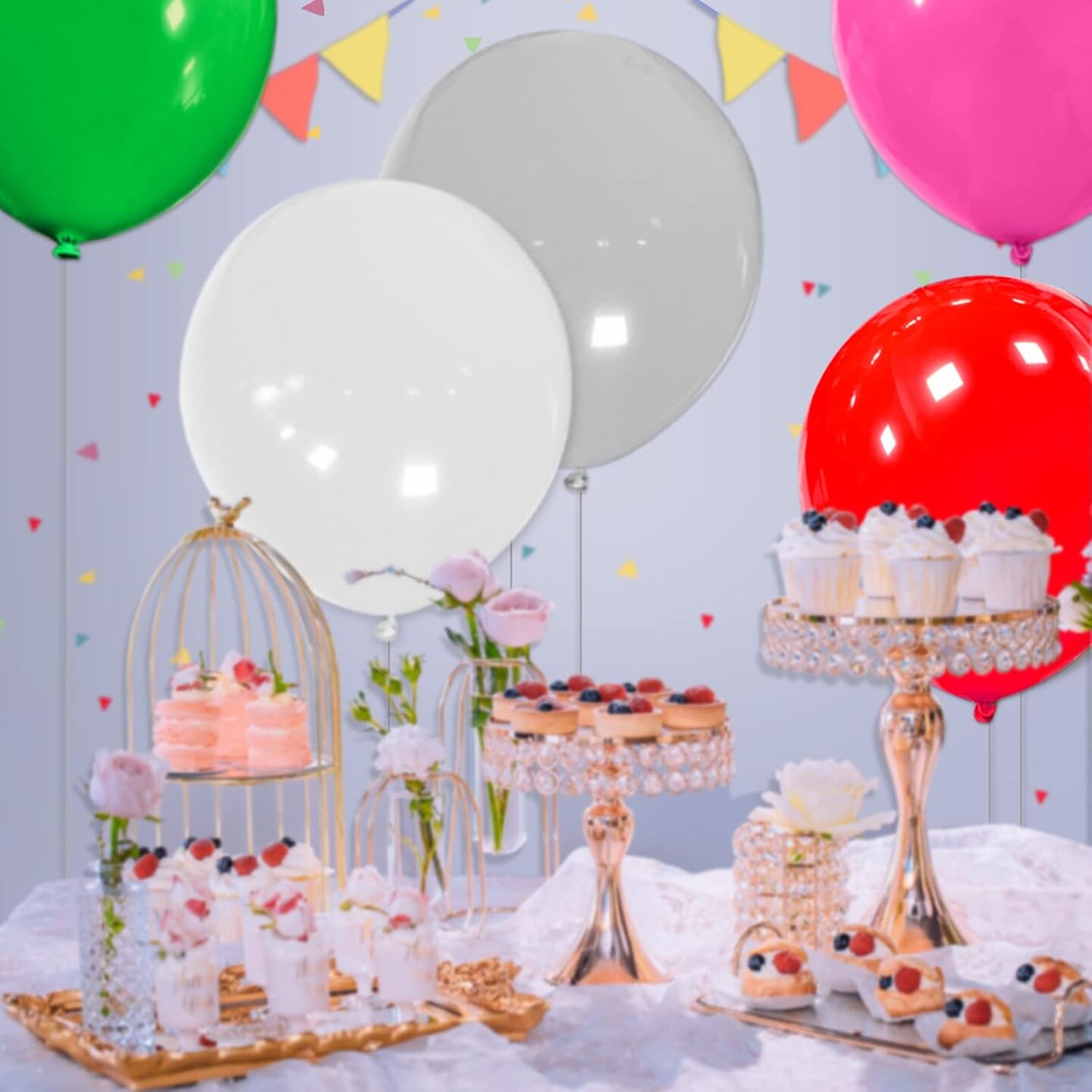 32Pcs Red Big Balloons 18 Inch, Round Large Latex Party Balloons for Birthday Wedding Decorations