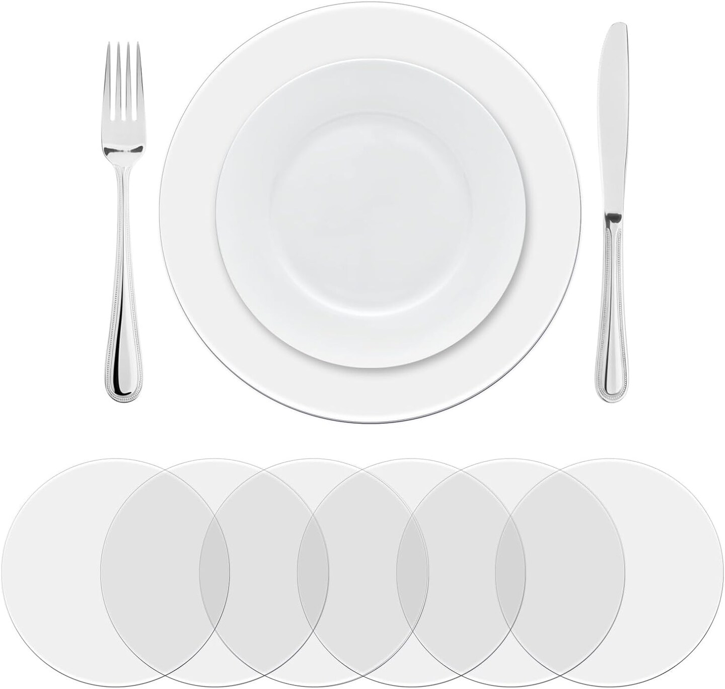 50 Pieces Clear Plastic Placemats Transparent Disposable Round Table Mats