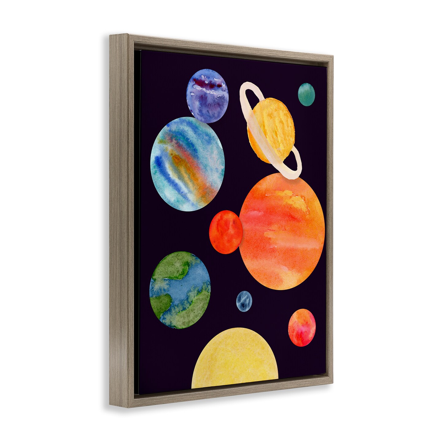 Stupell Industries Watercolor Planets on Black Floating Frame Design by Corinne Rose Designs