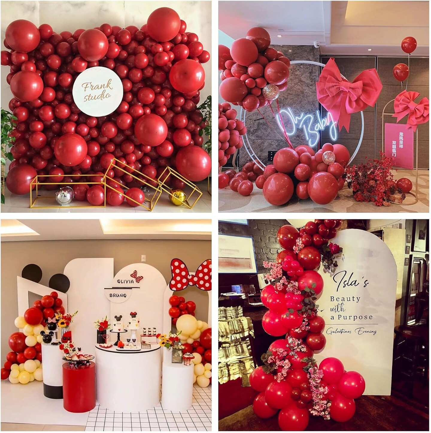 Red Balloons Double Stuffed, Ruby Red Balloon Garland Kit Dark Red Latex Balloons Different Sizes 18/12/10/5 Inch Burgundy Maroon Red Balloon Arch for Birthday Wedding Valentine Day Party Decorations