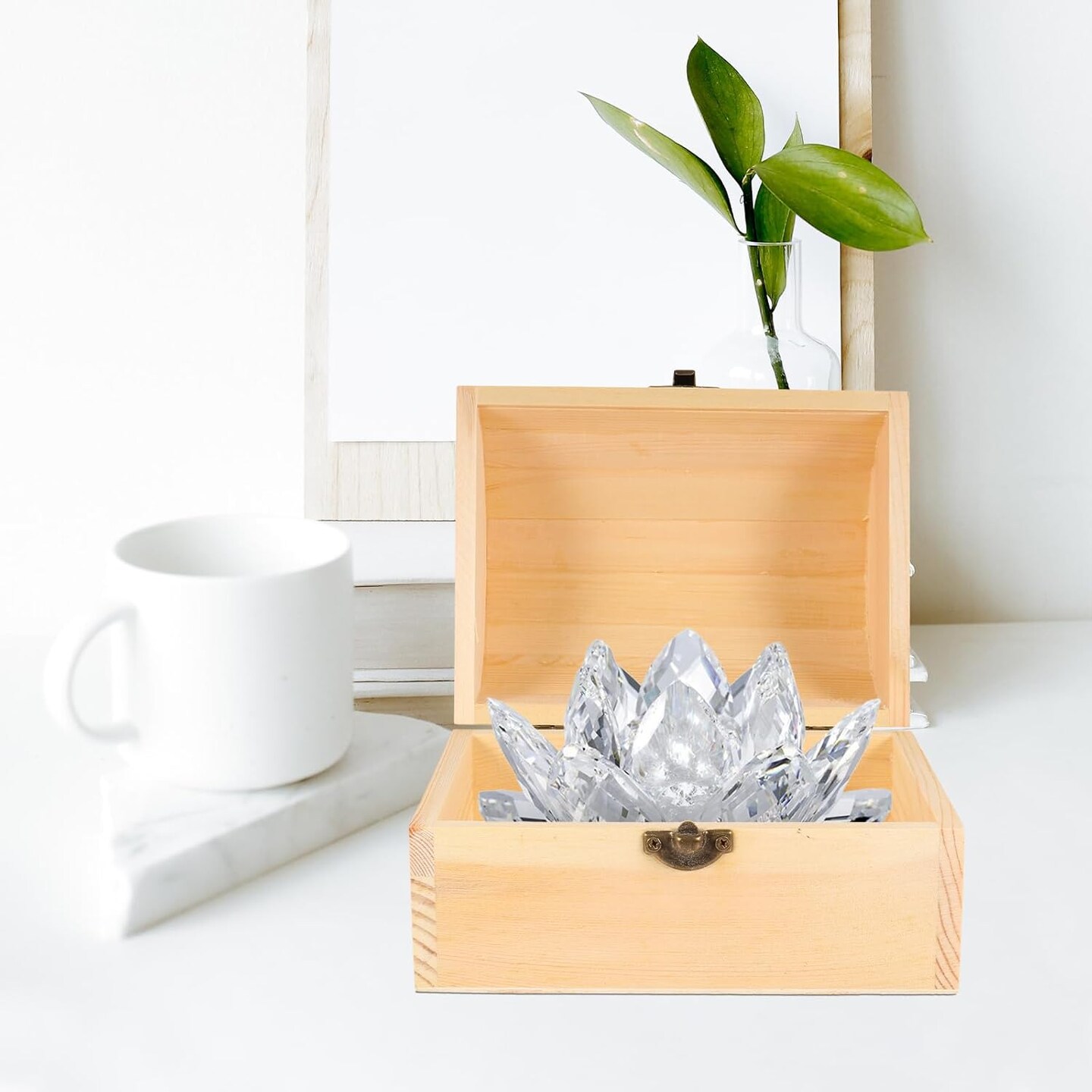 Unfinished Wooden Box with Hinged Lid - Unpainted Jewelry Box &#x26; Treasure Chest for Art &#x26; Jewelry Storage