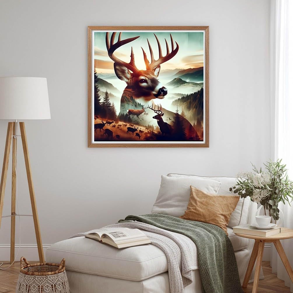 Elk Diamond Painting Kits for Adults,5D Deer Diamond Painting DIY Animal Diamond Art Diamond Painting Kit for Adult,Round Full Drill Diamonds, Diamond Art Kits for Home Decor