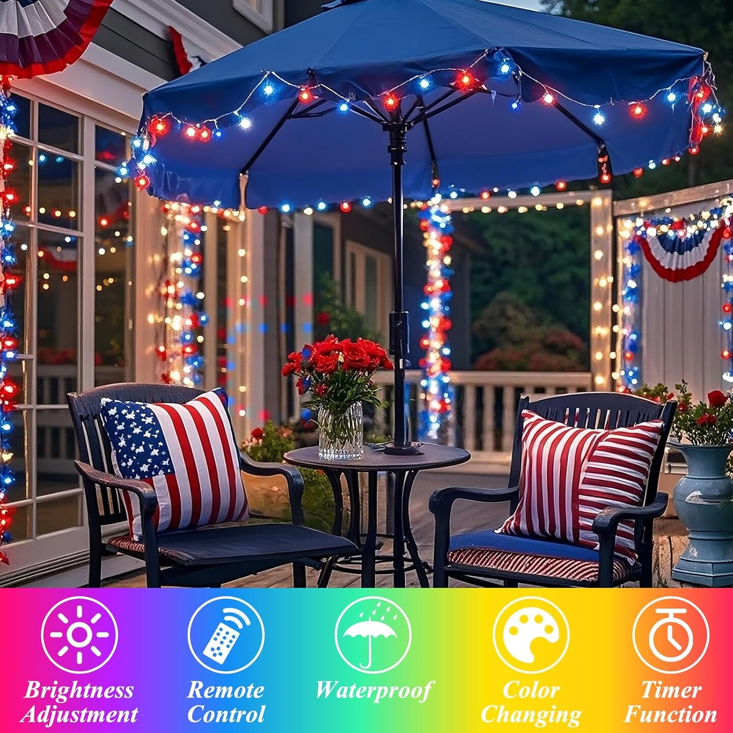 Color Changing Christmas Lights, 34 Colors 66Ft 200 LED Christmas String Lights with Remote, Connectable Plug in Christmas Tree Lights Indoor Outdoor Party for Patriotic 4th of July Decoration