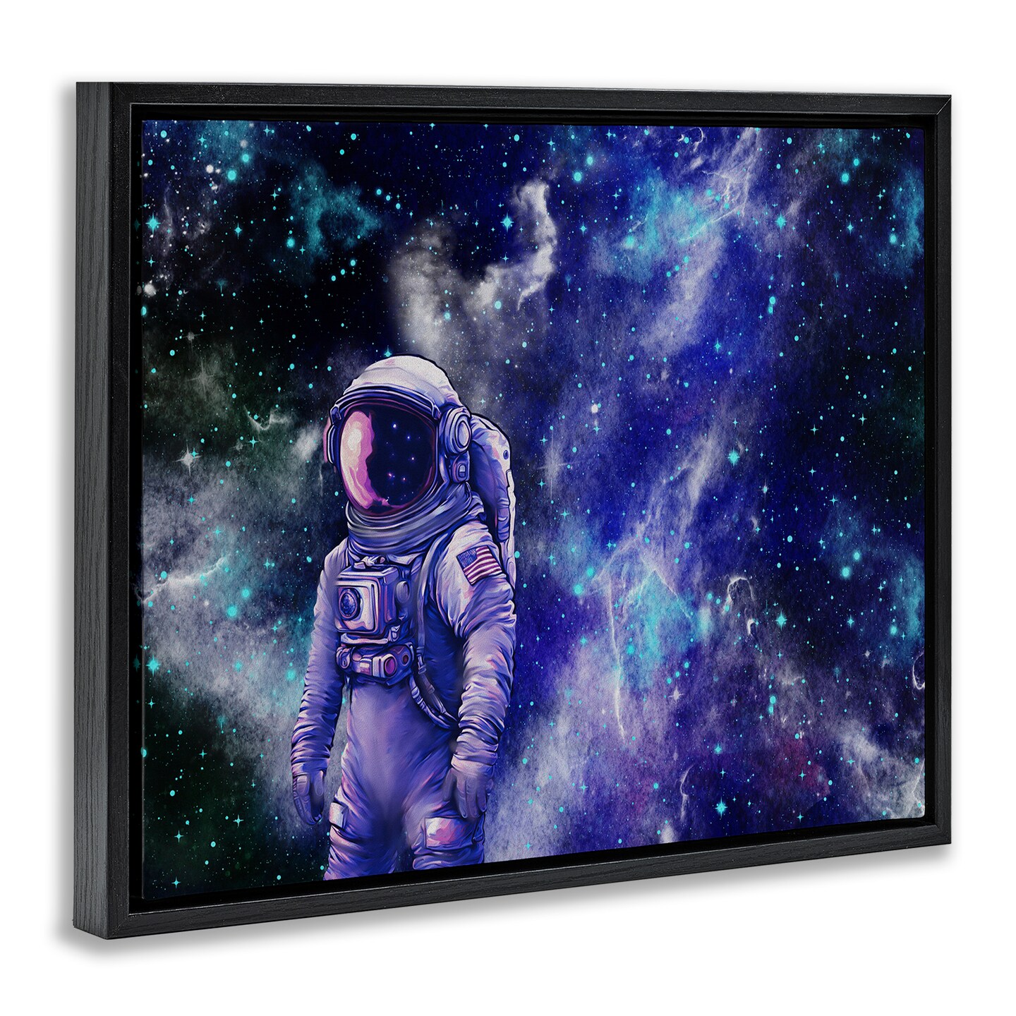 Stupell Industries Astronaut with Blue Nebula Floating Frame Design by Jesse Keith