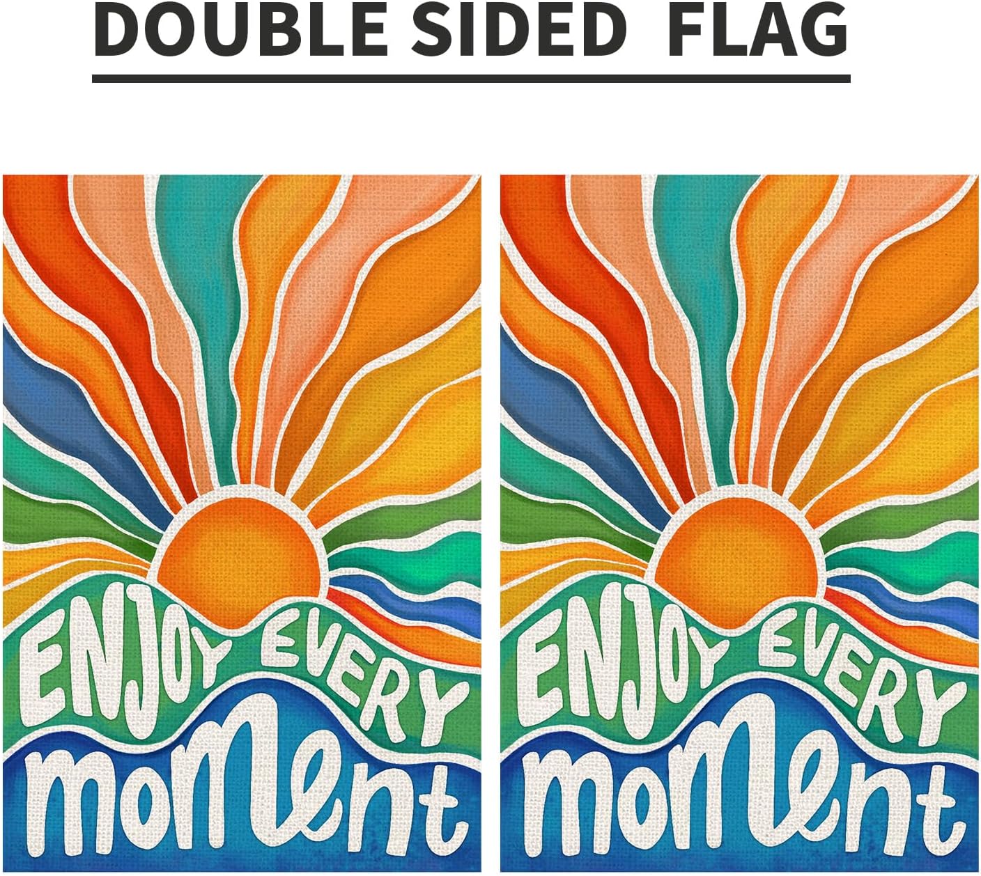 Enjoy Every Moment Summer Garden Flags for Outside Burlap 12x18 Inch Double Sided, Sunshine Sign Small Flag Farmhouse Holiday Yard Lawn Outdoor Decorations